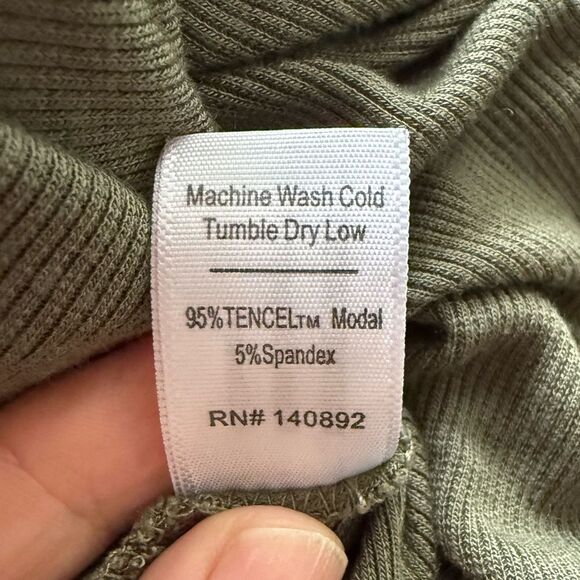 Marine Layer Lexi Rib Twist Front Top Tee Dusty Olive Small - Picture 6 of 6